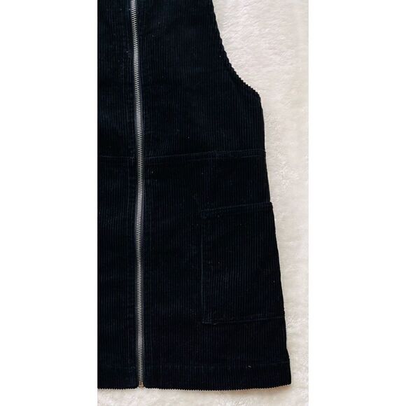 Forever 21 Black Corduroy Zip Up Overall Jumper Dress, Size Small - Picture 12 of 16